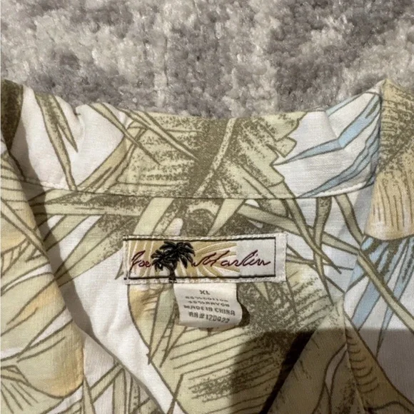 Joe Marlin Hawaiian Cream Palm Tree Short Sleeve Shirt Men's Size XL - Picture 3 of 4